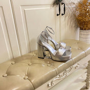 LV 26S HIGH-HEELED SANDALS 110 MM IN SILVER CALFSKIN