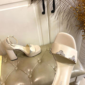 LV 26S HIGH-HEELED SANDALS 110 MM IN BEIGE CALFSKIN