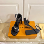 LV 26S HIGH-HEELED SANDALS 110 MM IN BLACK SATIN AND CALFSKIN