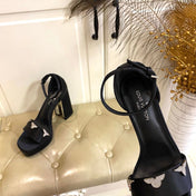 LV 26S HIGH-HEELED SANDALS 110 MM IN BLACK SATIN AND CALFSKIN