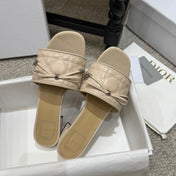 DIOR 26S HEELED MULES 45 MM IN BEIGE QUILTED LAMBSKIN SILVER HARDWARE