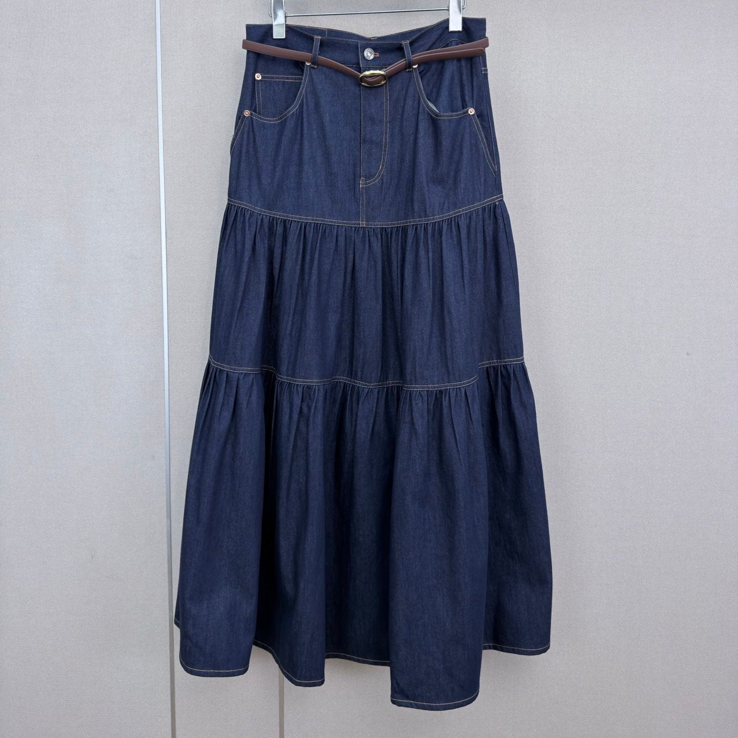 YSL 26S DENIM MAXI SKIRT 497
