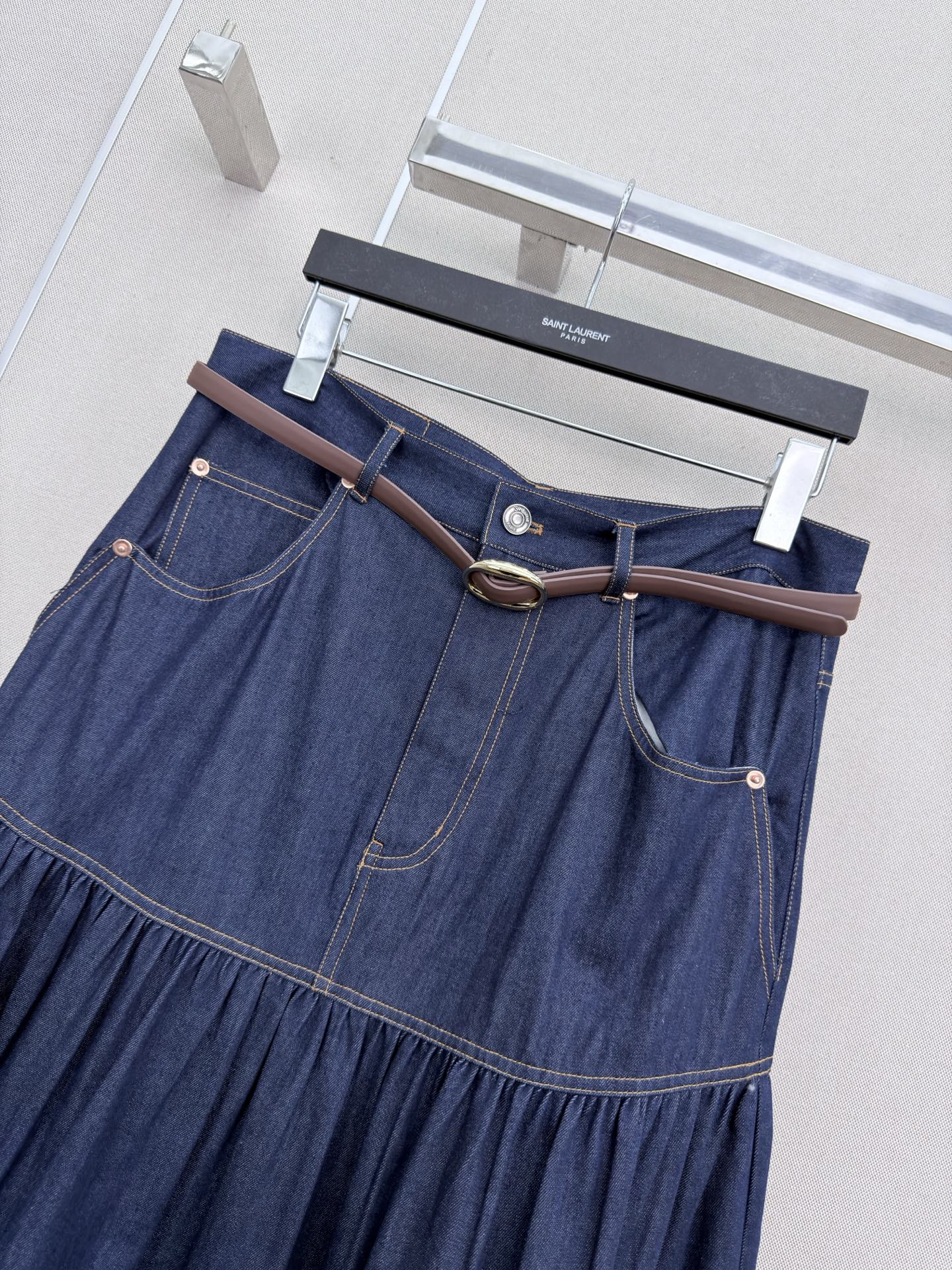 YSL 26S DENIM MAXI SKIRT 497