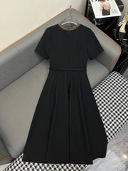 DIOR DRESS WITH BELT AND METAL-EMBELLISHED COLLAR 219281