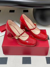 TRÈS VIVIER MARY JANE PUMPS 85MM IN RED GLOSSY CALFSKIN