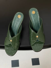 HIGH HEELS 80 MM IN MOSS GREEN CALFSKIN SNAKE EMBOSSING