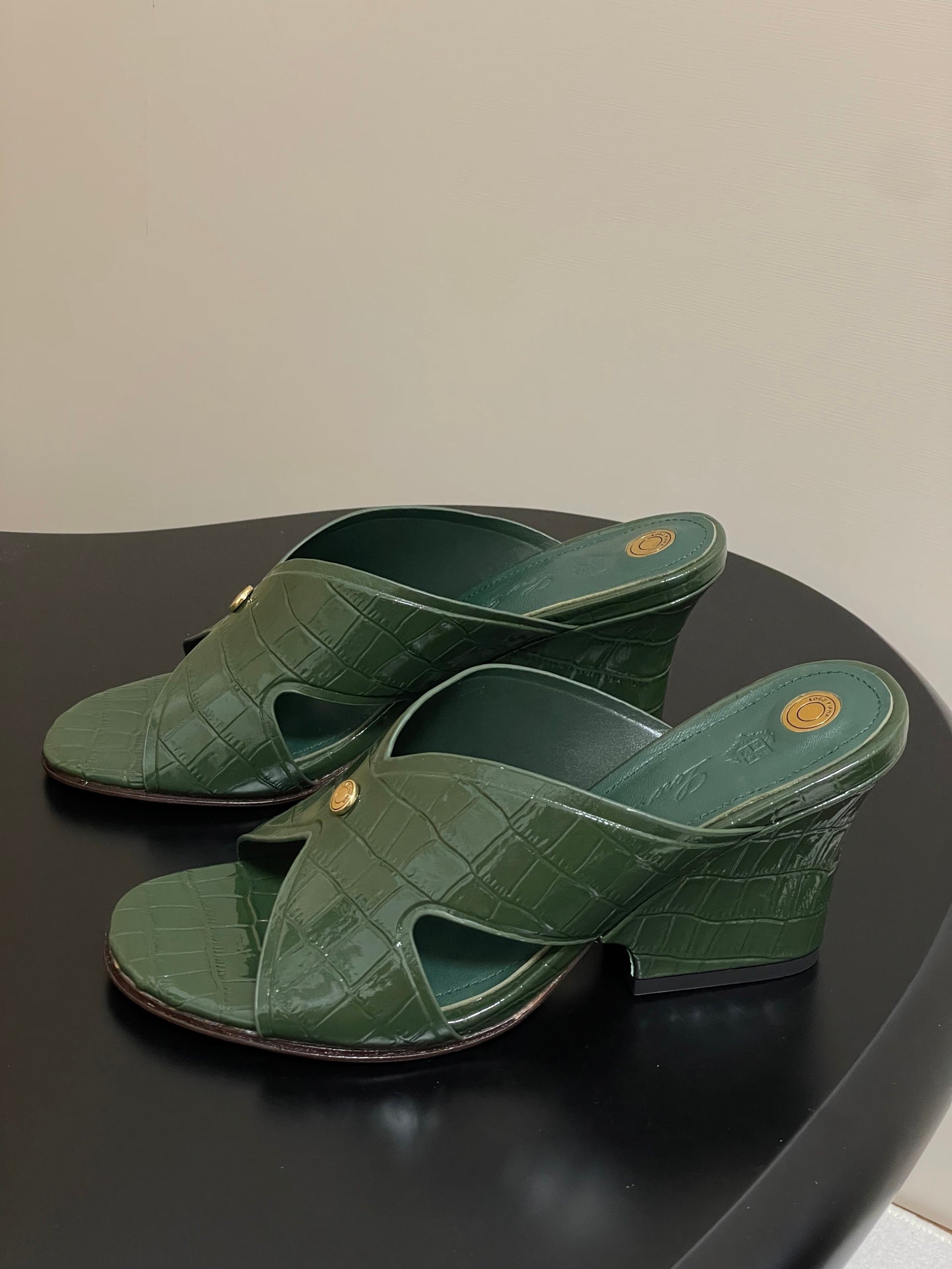 HIGH HEELS 80 MM IN MOSS GREEN CALFSKIN SNAKE EMBOSSING