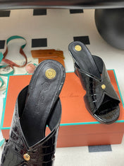 HIGH HEELS 80 MM IN BLACK CALFSKIN SNAKE EMBOSSING