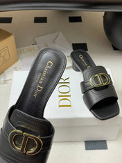 DIOR HIGH HEEL CLASSIC MONTAIGNE 40 MM 25S IN BLACK LAMBSKIN WITH CD LOGO
