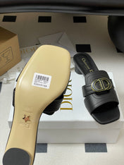 DIOR HIGH HEEL CLASSIC MONTAIGNE 40 MM 25S IN BLACK LAMBSKIN WITH CD LOGO