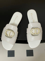 DIOR CLASSIC MONTAIGNE SANDALS 25S IN WHITE LAMBSKIN WITH CD LOGO