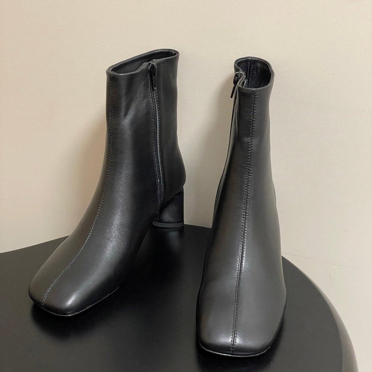 BALENCIAGA 25S ANKLE BOOTS 65 MM IN BLACK COW LEATHER