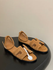 HM 25S SANTORINI SANDAL IN BROWN SUEDE AND LAMBSKIN