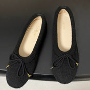 CELINE 26S BALLET FLATS IN BLACK WOOL WITH BOW