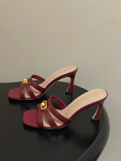 DIOR 26S HIGH HEEL SANDALS 80 MM IN DARK RED CALFSKIN