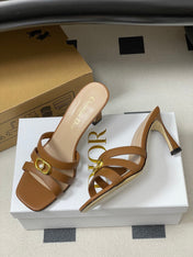 DIOR 26S HIGH HEEL SANDALS 80 MM IN BROWN CALFSKIN