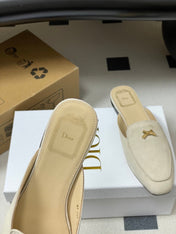 DIOR 26S MULES IN BEIGE SUEDE WITH BOW