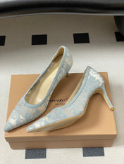 GIANVITO ROSSI 26S HIGH HEELS 85 MM IN LIGHT BLUE LACE