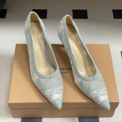GIANVITO ROSSI 26S HIGH HEELS 85 MM IN LIGHT BLUE LACE