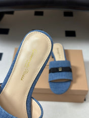 GIANVITO ROSSI 26S SLIDES IN BLUE DENIM