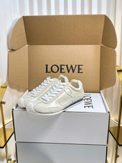 LOEWE 26S RUNNER 2.0 SNEAKERS IN OFF-WHITE CALFSKIN AND SUEDE