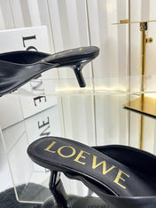 LOEWE 26S HEELED SANDALS 45 MM IN BLACK CALFSKIN