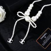 CHANEL 25S CHAIN BELT IN WHITE PEARL WITH BOW 614475