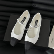 MARY JANE WHITE MIX BLACK CALFSKIN
