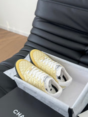 CC SNEAKER IN LIGHT YELLOW MIX WHITE EMBROIDERED LAMBSKIN
