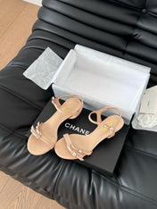 MID-HEEL 35 MM SANDAL IN NUDE TAN SHEEPSKIN