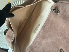 CHANEL 25S FLAP BAG 34 IN BROWN SUEDE