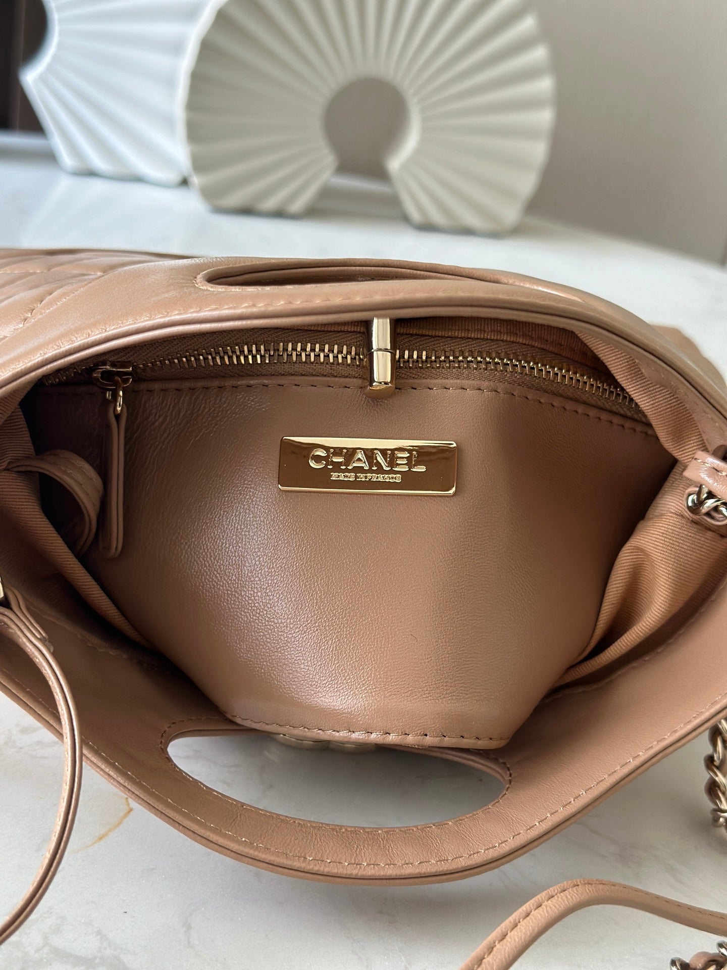 CHANEL 26S MINI SHOPPING BAG 24 IN TAUPE BROWN LAMBSKIN