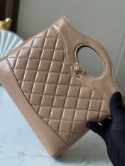 CHANEL 26S MINI SHOPPING BAG 24 IN TAUPE BROWN LAMBSKIN