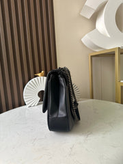 CHANEL 25S SHOULDER BAG 34 IN BLACK CALFSKIN