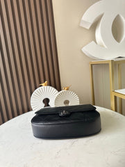 CHANEL 25S SHOULDER BAG 34 IN BLACK CALFSKIN