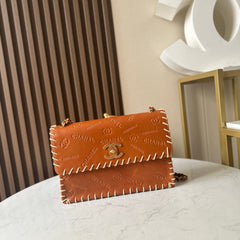 CHANEL 25S FLAP BAG 25 IN BROWN CALFSKIN WITH GOLD HARDWARE