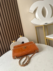 CHANEL 25S FLAP BAG 25 IN BROWN CALFSKIN WITH GOLD HARDWARE