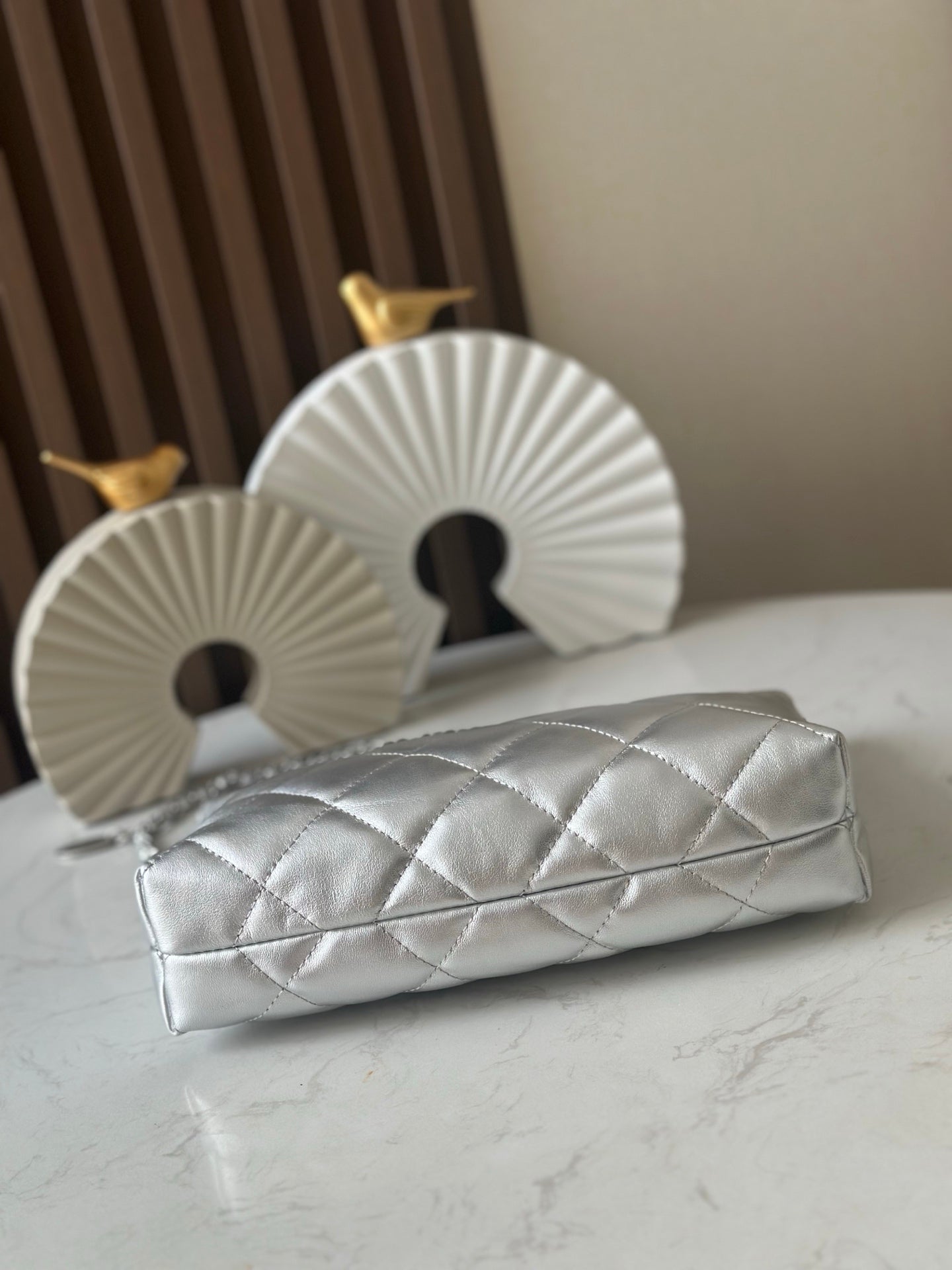 CHANEL 26S HOBO BAG 26 IN SILVER LAMBSKIN
