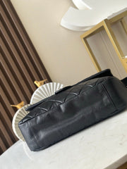 CHANEL 25S SHOULDER BAG 40 IN BLACK CAVIAR WITH SILVER HARDWARE