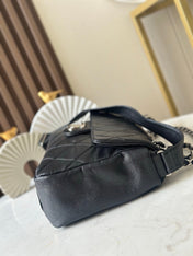 CHANEL 25S SHOULDER BAG 34 IN BLACK CAVIAR WITH SILVER HARDWARE