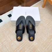 YSL 26S THONG SANDALS IN BLACK CALFSKIN