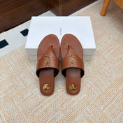 YSL 26S THONG SANDALS IN BROWN CALFSKIN