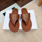 YSL 26S THONG SANDALS IN BROWN CALFSKIN