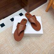 YSL 26S THONG SANDALS IN BROWN CALFSKIN