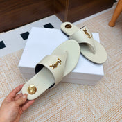 YSL 26S THONG SANDALS IN OFF-WHITE CALFSKIN