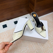 YSL 26S HIGH-HEEL SANDALS 75 MM IN CREAM WHITE CALFSKIN