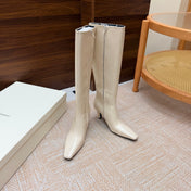 YSL 26S KNEE-HIGH BOOTS 70 MM IN CREAM WHITE CALFSKIN