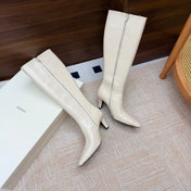 YSL 26S KNEE-HIGH BOOTS 70 MM IN CREAM WHITE CALFSKIN
