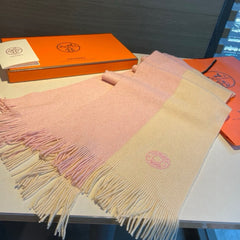 KNIT SCARF 180 IN LIGHT PINK MIX WHITE CASHMERE