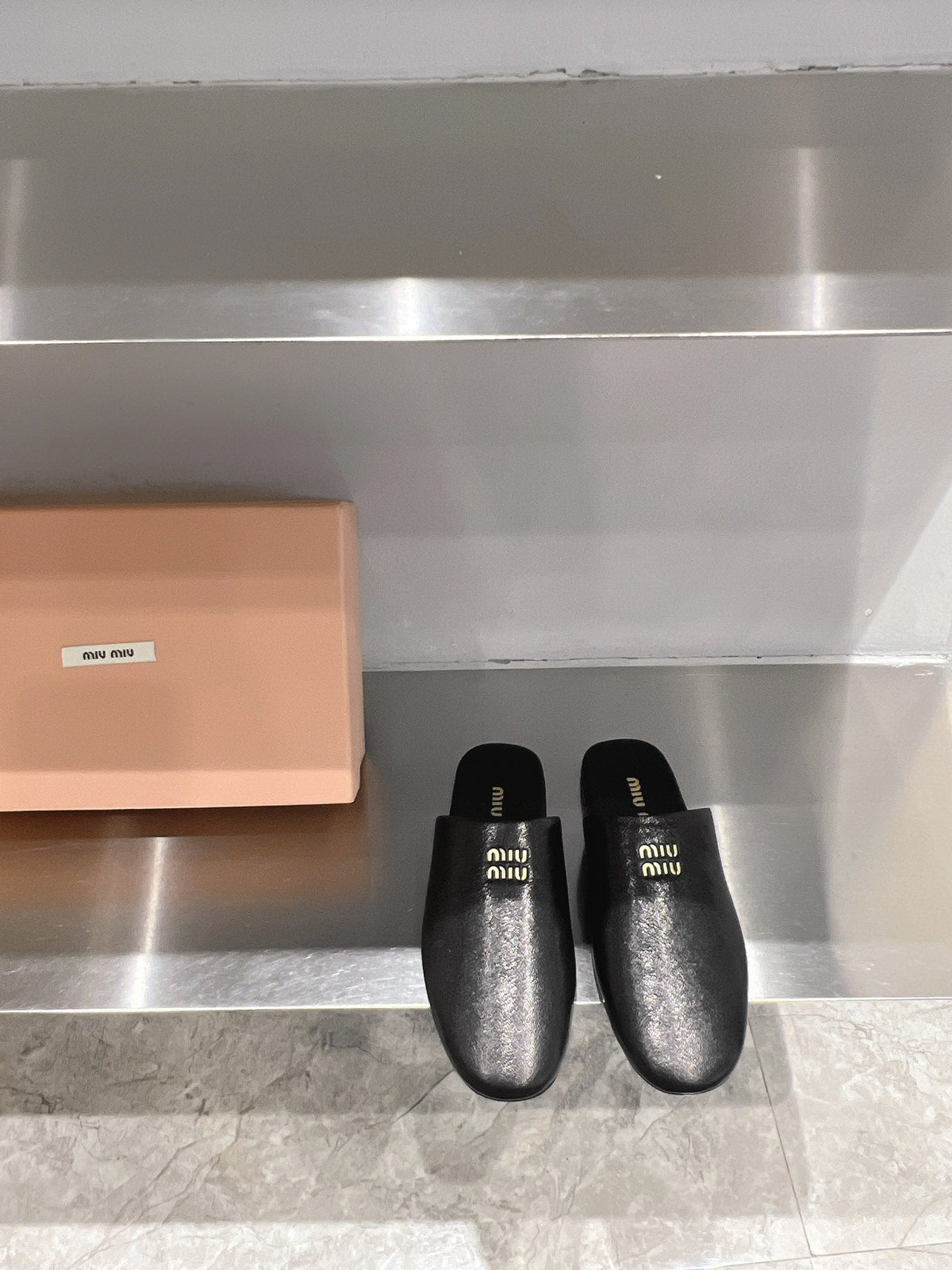 Mules Slippers Black Lambskin